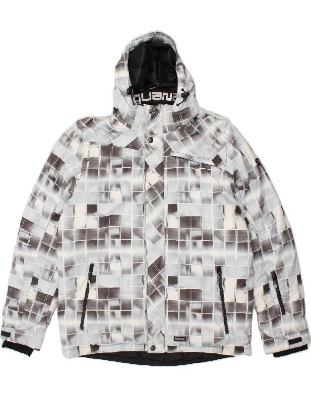 Smart Accessories VINTAGE Mens Hooded Windbreaker Jacket UK 42 XL Grey Check Polyester