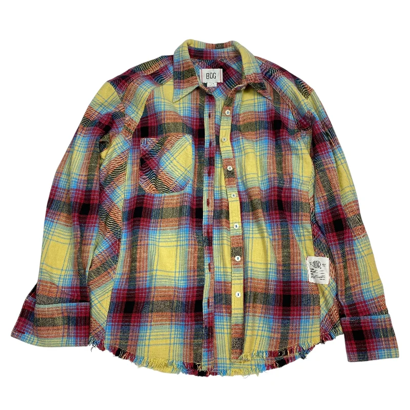 Cozy Hoodies Top Long Sleeve By Bdg In Blue & Yellow, Size: S