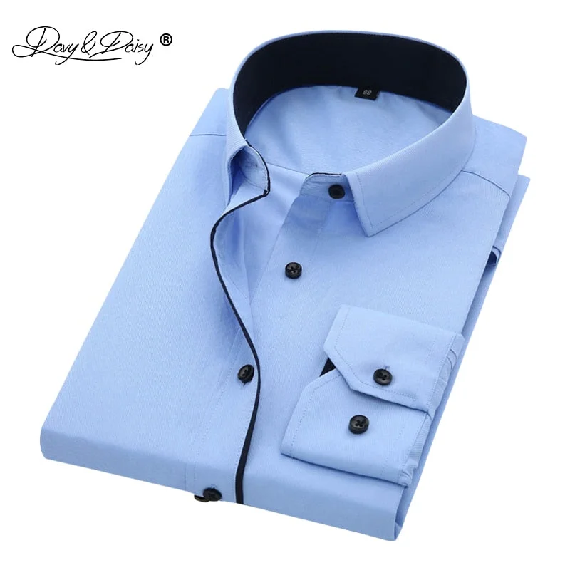 Classic Suits DAVYDAISY Hot Sale High Quality Men Shirt Long Sleeve Twill Solid Causal  Formal Business Shirt Brand Man Dress Shirts DS085