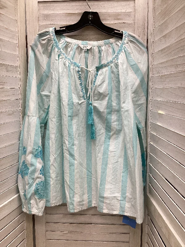 Casual Looks Top Long Sleeve By Crown And Ivy In Striped Pattern, Size: Xl