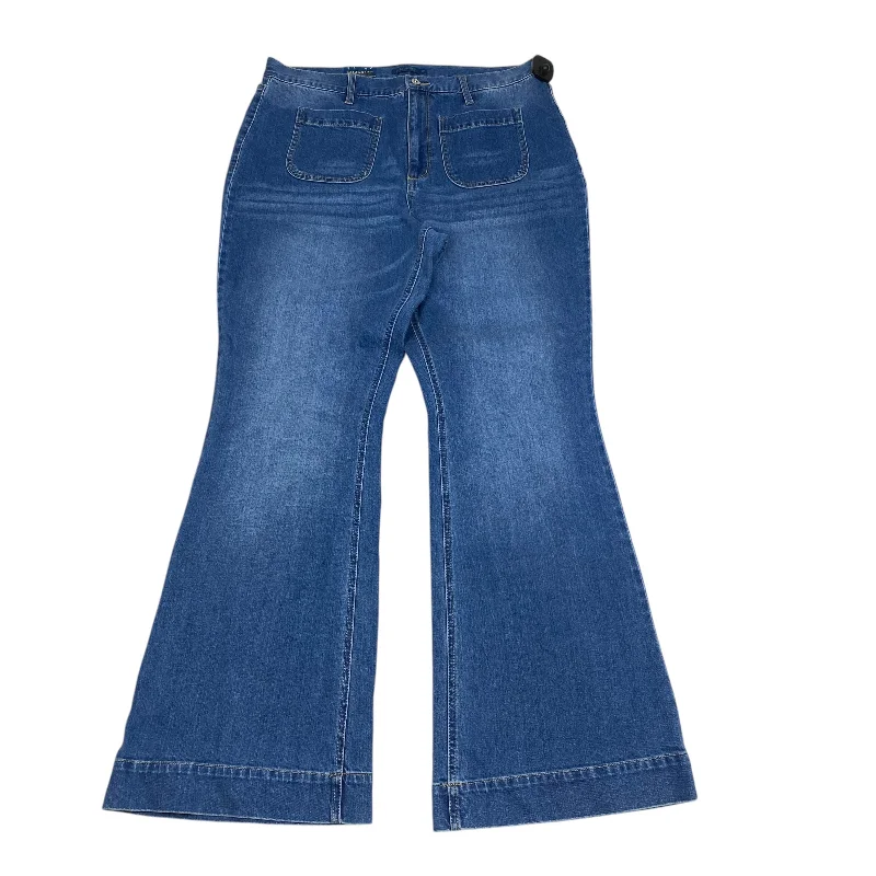 Relaxed Denim Jeans Flared By Biltmore In Blue Denim, Size: 16