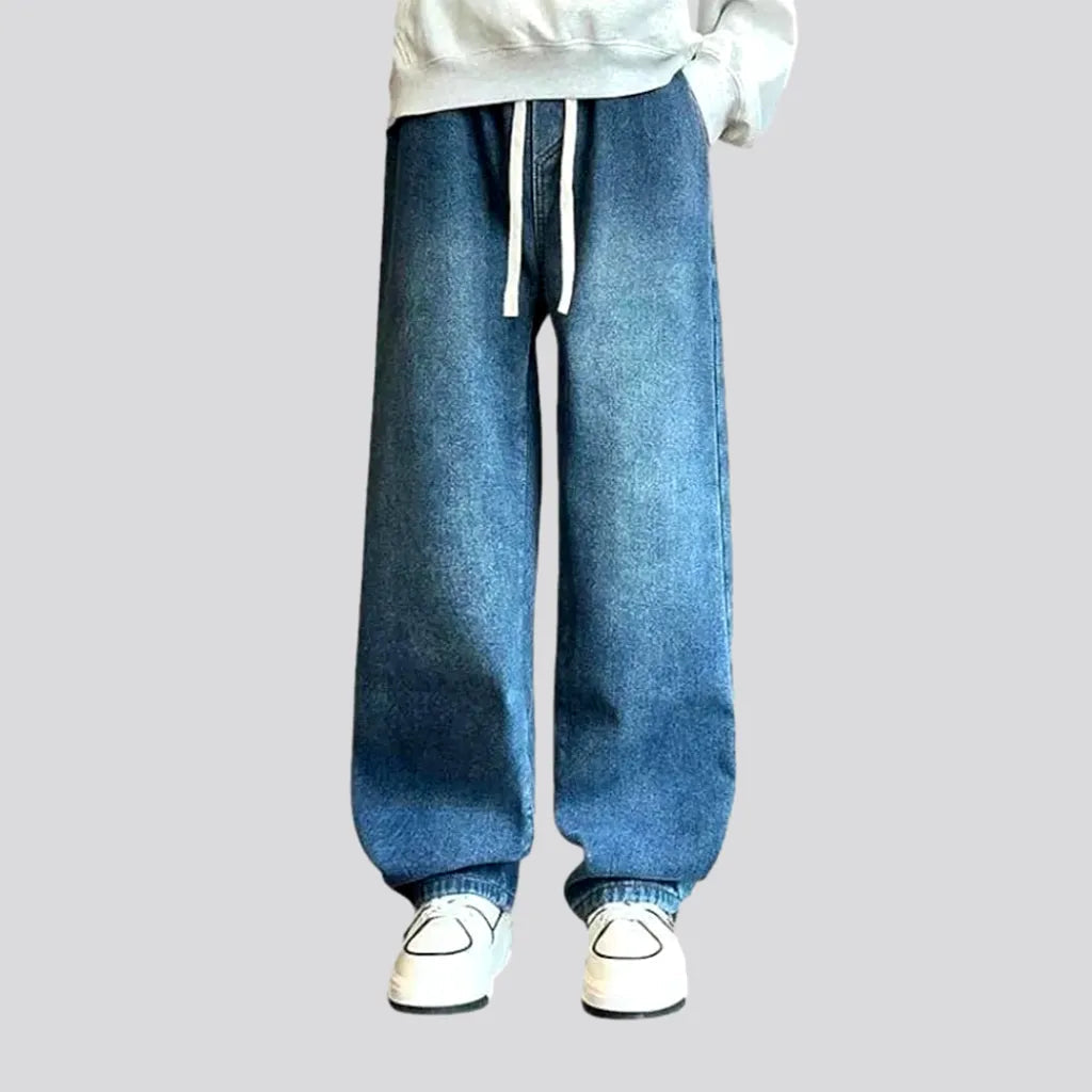 Basic Hoodies Insulated boho style abraded denim joggers for men
