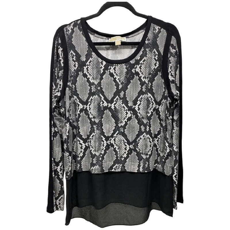 Practical Jeans Top Long Sleeve By Michael By Michael Kors In Snakeskin Print, Size: L