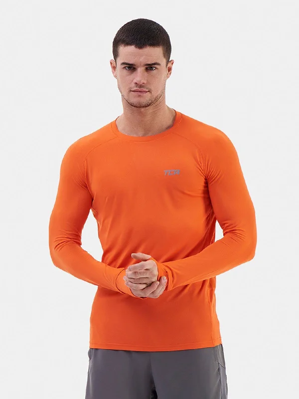 Sleek Pants Stamina Long Sleeve Crew Neck Running Top For Men With Thumbholes & Back Zip Pocket Sleek Pants Stamina Long Sleeve Crew Neck Running Top For Men With Thumbholes & Back Zip Pocket