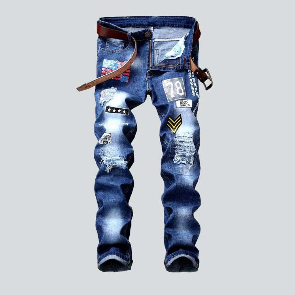 Casual Suits Military embroidery jeans for men