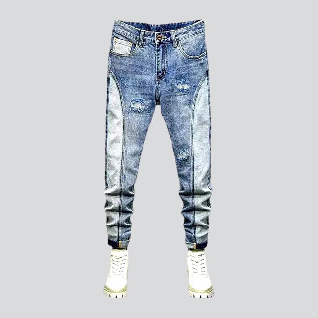 Relaxed Footwear Patchwork jeans
 for men