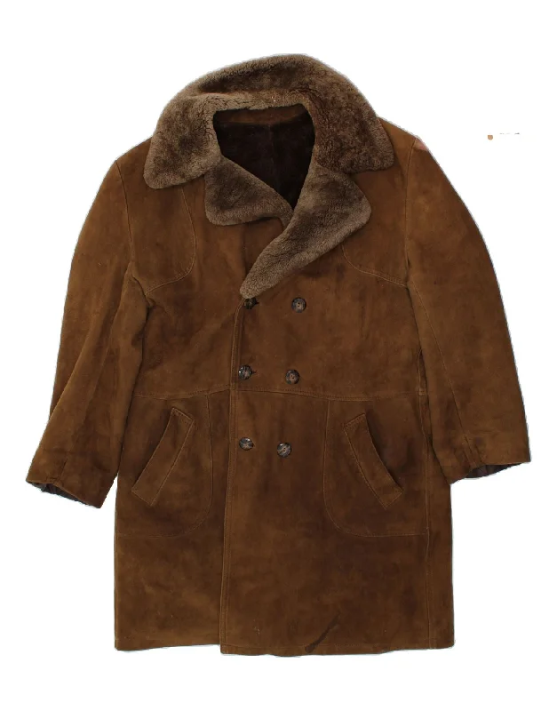 Basic Hoodies VINTAGE Mens Sherpa Overcoat UK 38 Medium Brown