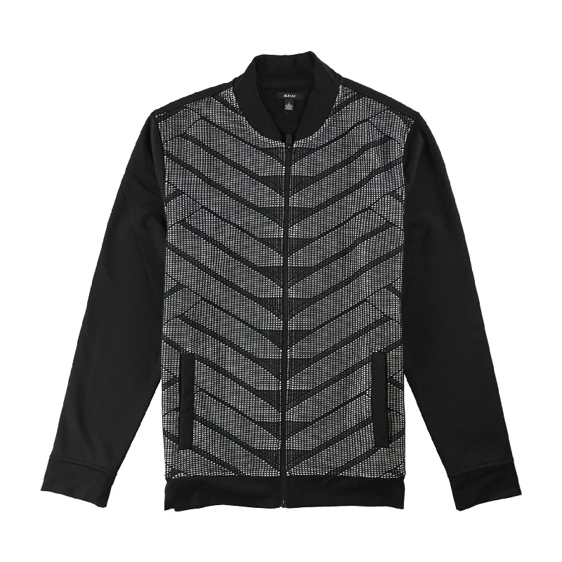 Versatile Outfits Alfani Mens Patterned Bomber Jacket, Black, 3XL
