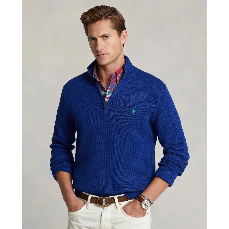 Trendy Hats Cotton Quarter-Zip Sweater - Heritage Royal