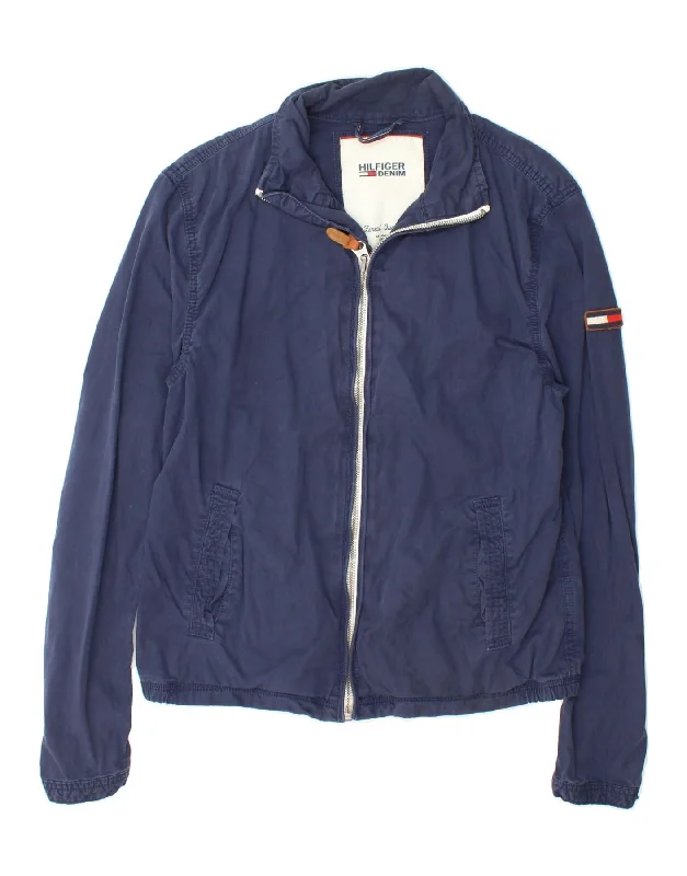 Warm Sweaters TOMMY HILFIGER Mens Bomber Jacket UK 36 Small Navy Blue Cotton