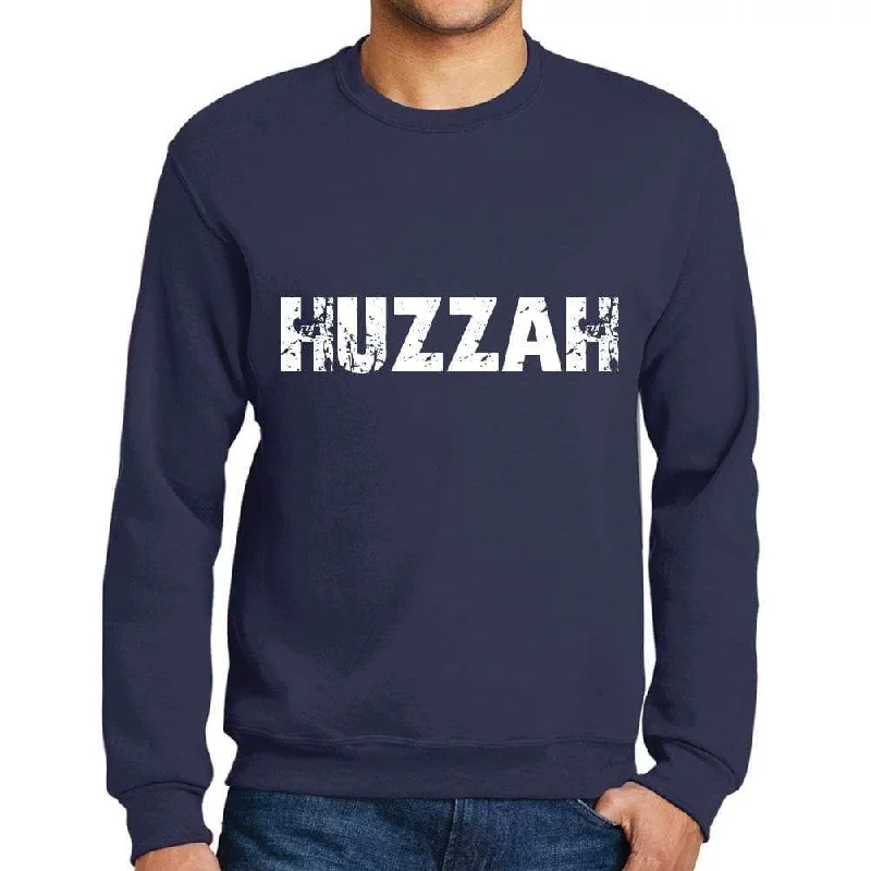 Cool Gear Men's Printed Graphic Sweatshirt Popular Words HUZZAH French Navy