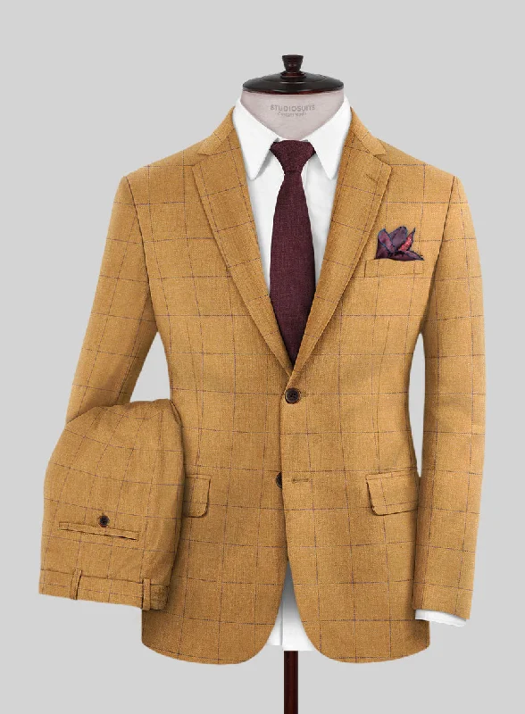 Premium Pants Italian Murano Cimio Mustard Wool Linen Silk Suit
