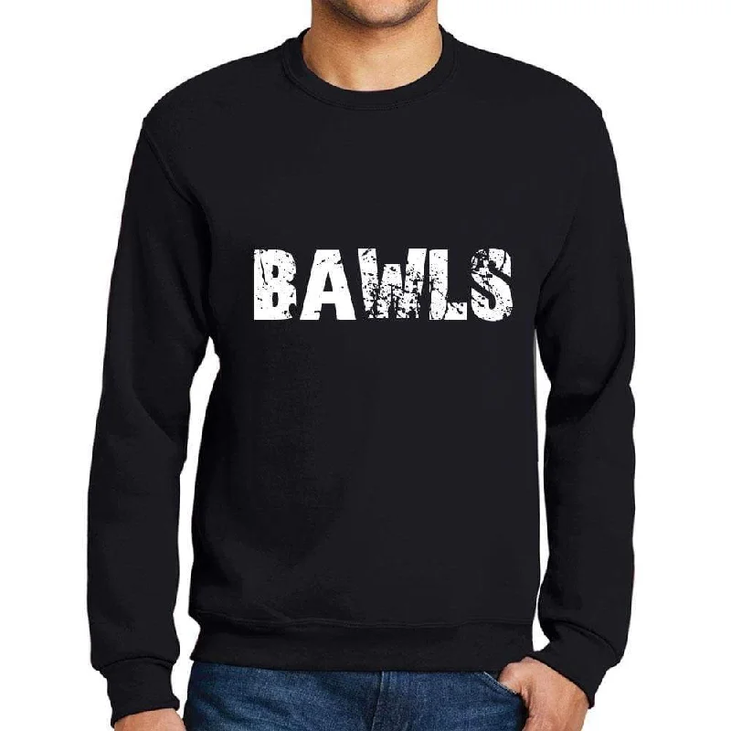 Classic Shirts Men's Printed Graphic Sweatshirt Popular Words BAWLS Deep Black
