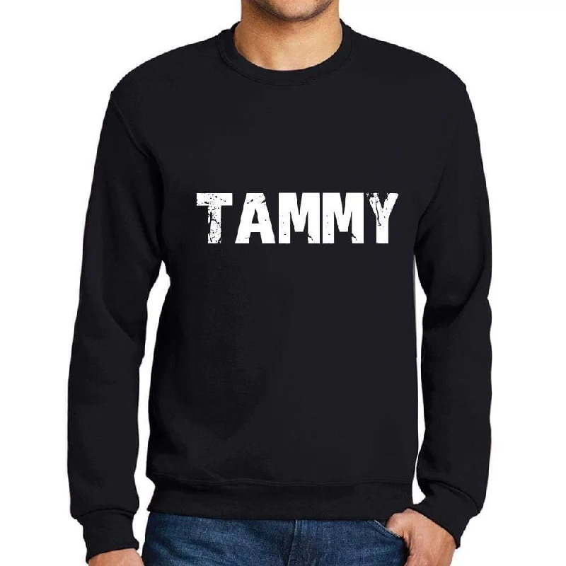 Relaxed Denim Men's Printed Graphic Sweatshirt Popular Words TAMMY Deep Black