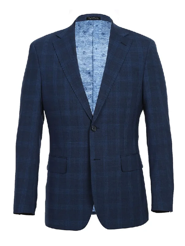 Relaxed Jeans English Laundry 2-Piece Blue Plaid Wool Blend Slim Fit Dress Suit