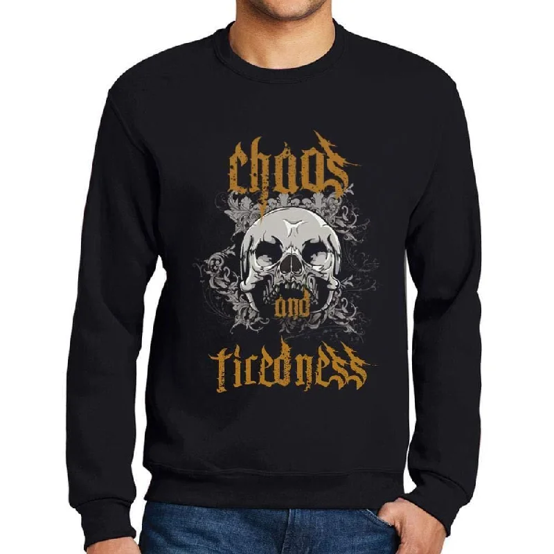Warm Sweaters Ultrabasic - Homme Imprimé Graphique Sweat-Shirt Chaos and Tiredness Noir Profond Warm Sweaters Ultrabasic - Homme Imprimé Graphique Sweat-Shirt Chaos and Tiredness Noir Profond