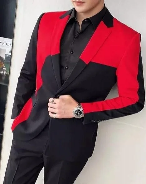 Trendy Pants Men Two Piece Multi Color Suit