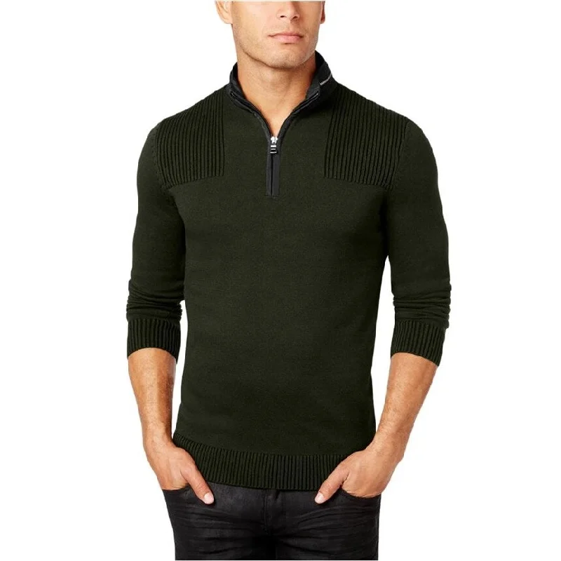Stylish Boots I-N-C Mens Quarter Zip Pullover Sweater, Green, XX-Large