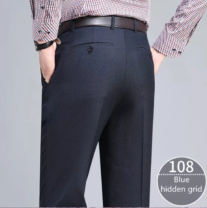 Stylish Footwear Blue Hidden Grid  108 Mens Formal Trousers