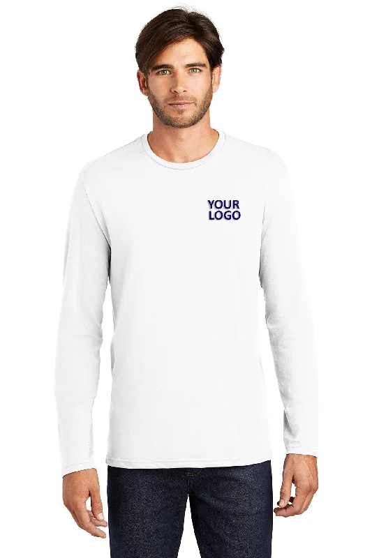 Active Wear District Made Mens Perfect Weight Long Sleeve Tee's, Bright White