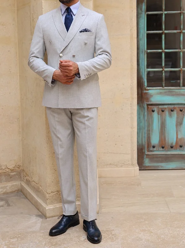 Winter Fashion Grey Double Breasted Suit 2-Piece
