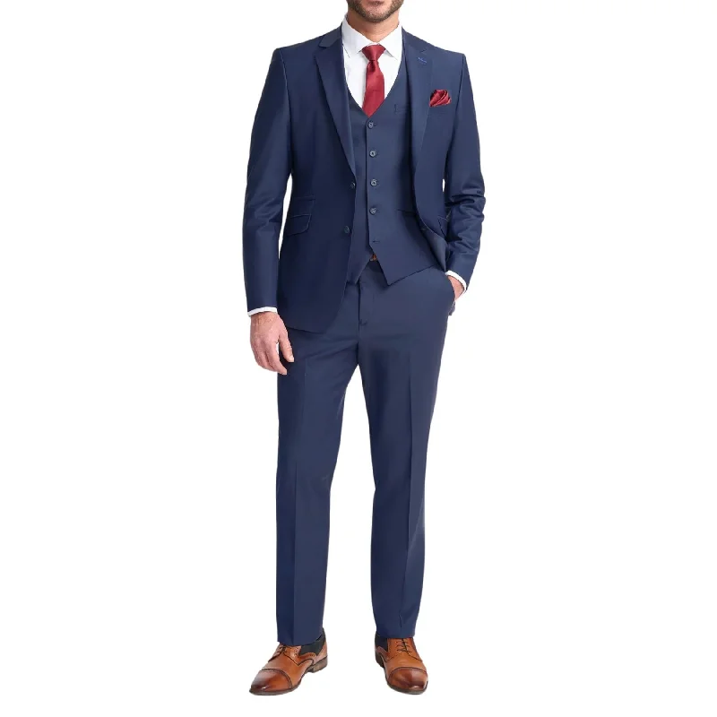 Fashion Layers Men's Suit Navy Blue 3 Piece Tailored Fit Formal Wedding Dress
