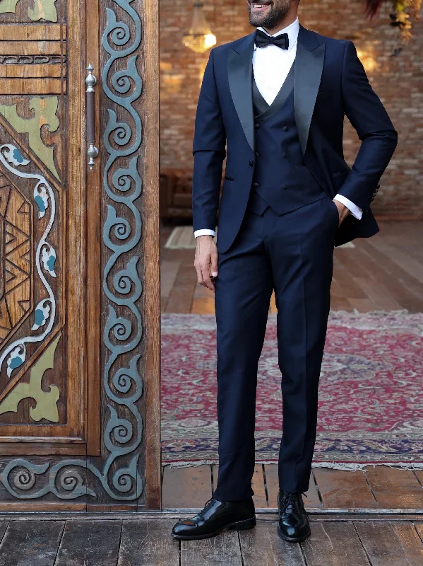 Classic Pieces Navy Slim-Fit Tuxedo 3-Piece