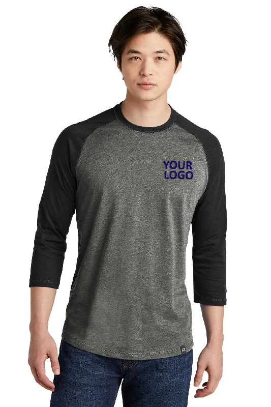 Soft Tees New Era Heritage Blend 3/4-Sleeve Baseball Printed Tee's, Black/ Black Twist Soft Tees New Era Heritage Blend 3/4-Sleeve Baseball Printed Tee's, Black/ Black Twist