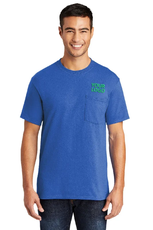 All-Season Jackets Port & Company Core Blend Customized Pocket Tee's, Royal