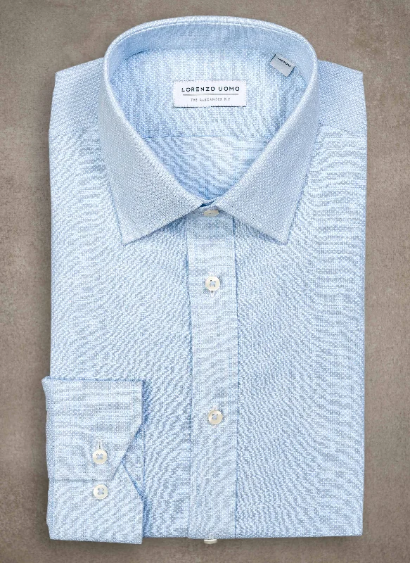Warm Sweaters Alexander in "Mille Punte" Pale Blue Linen Shirt