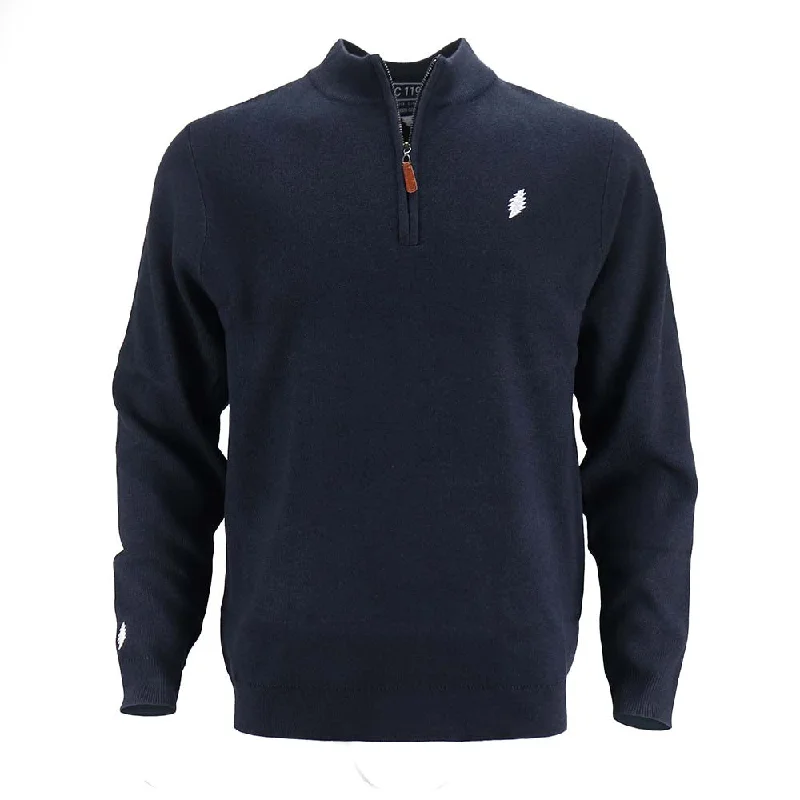Smart Casual Wear Grateful Dead  | Quarter-Zip  Sweater | Dark Navy Bolt
